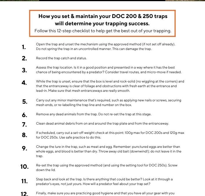 Trapping 101: DOC trap 12-step checklist